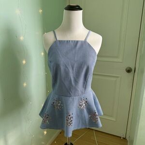 English Factory Gingham Peplum Tank